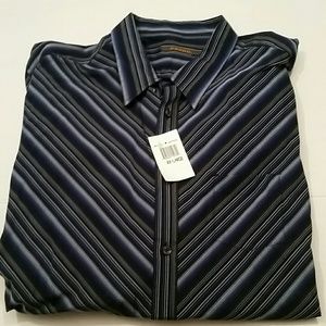 PSUDO men's blue / gray striped button-down shirt